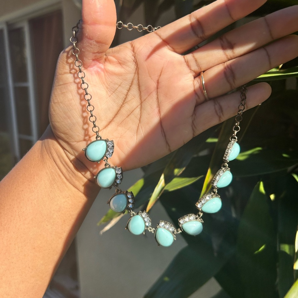 J Crew Angelica Teardrop Statement Necklace Teal